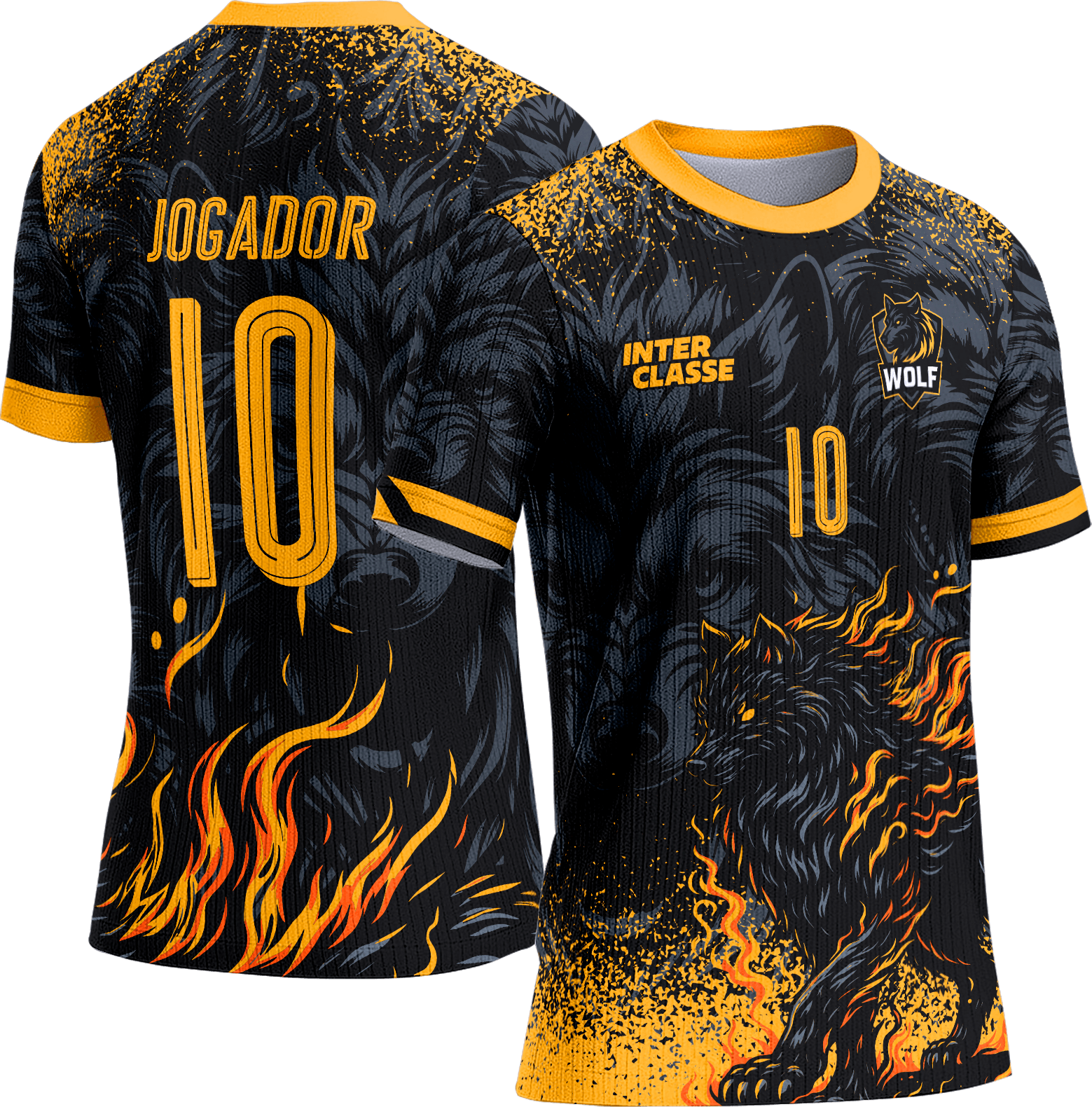 Arte Vetor Camisa Interclasse 814 Lobo Amarelo