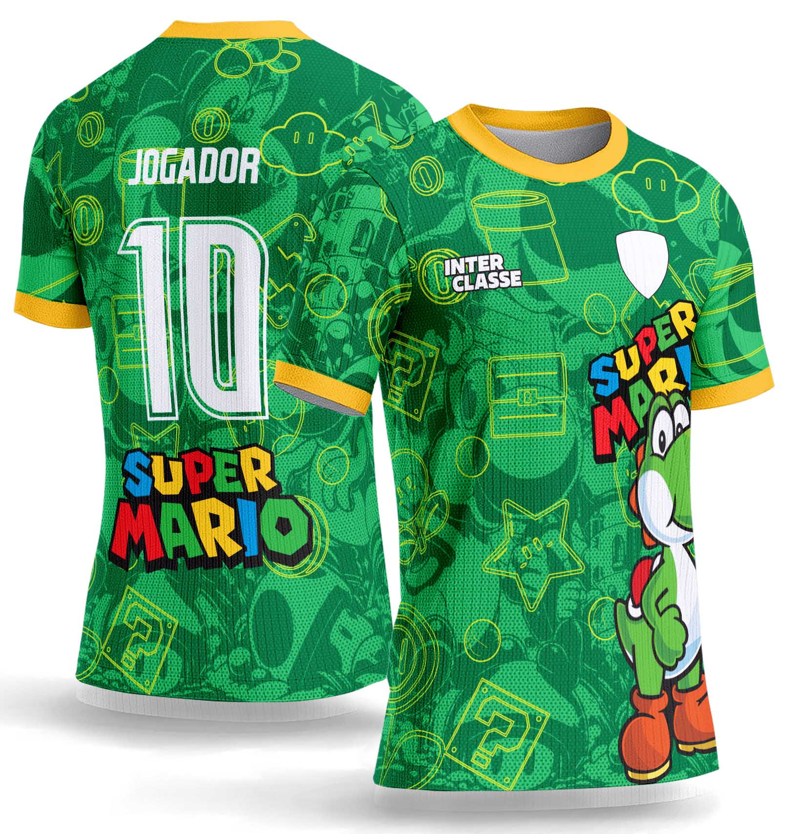 Arte Vetor Camisa Interclasse 1080 Super Marios Bros Yoshi