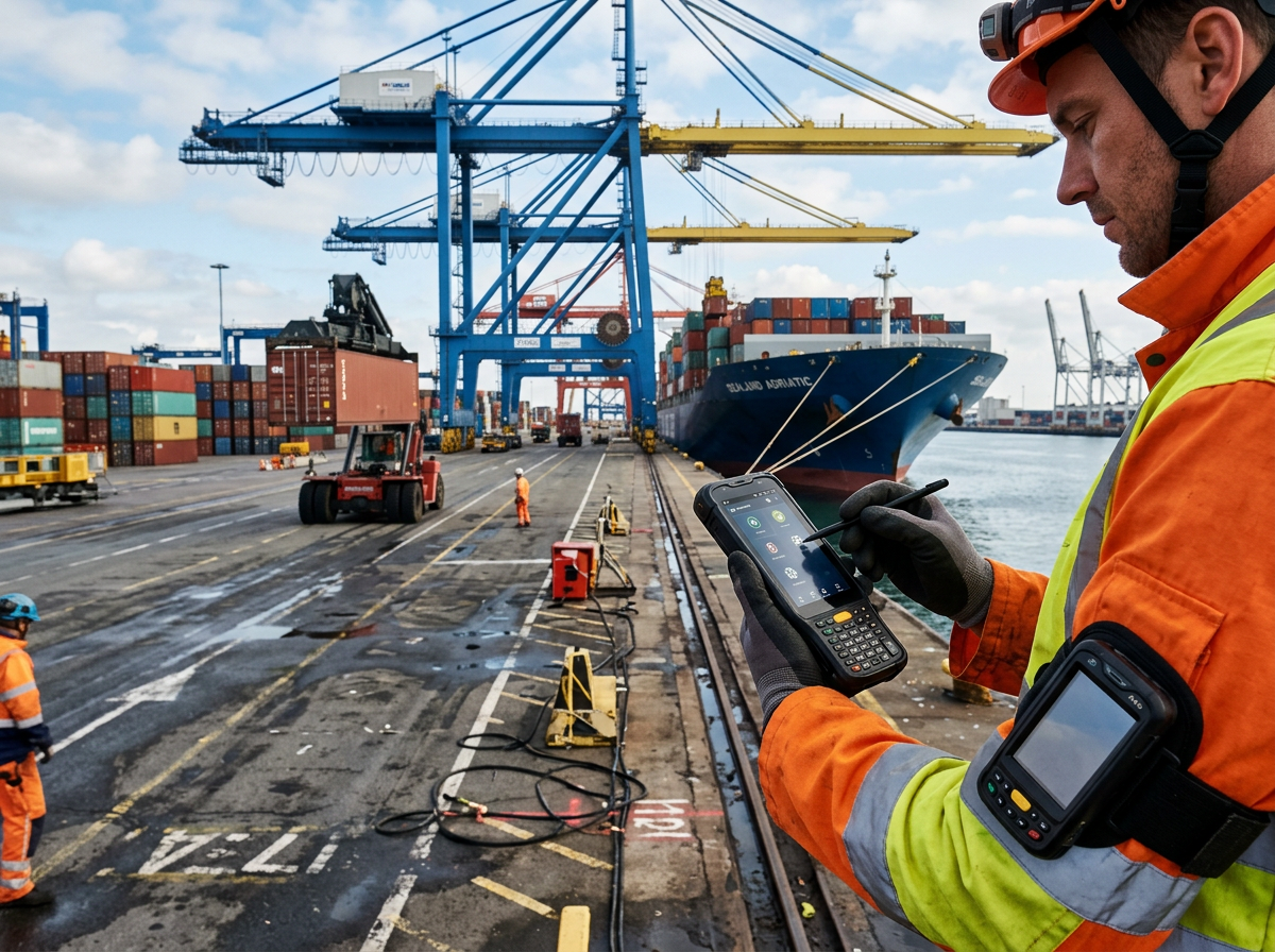 Dispositivos rugged utilizados en terminal portuaria y logística marítima