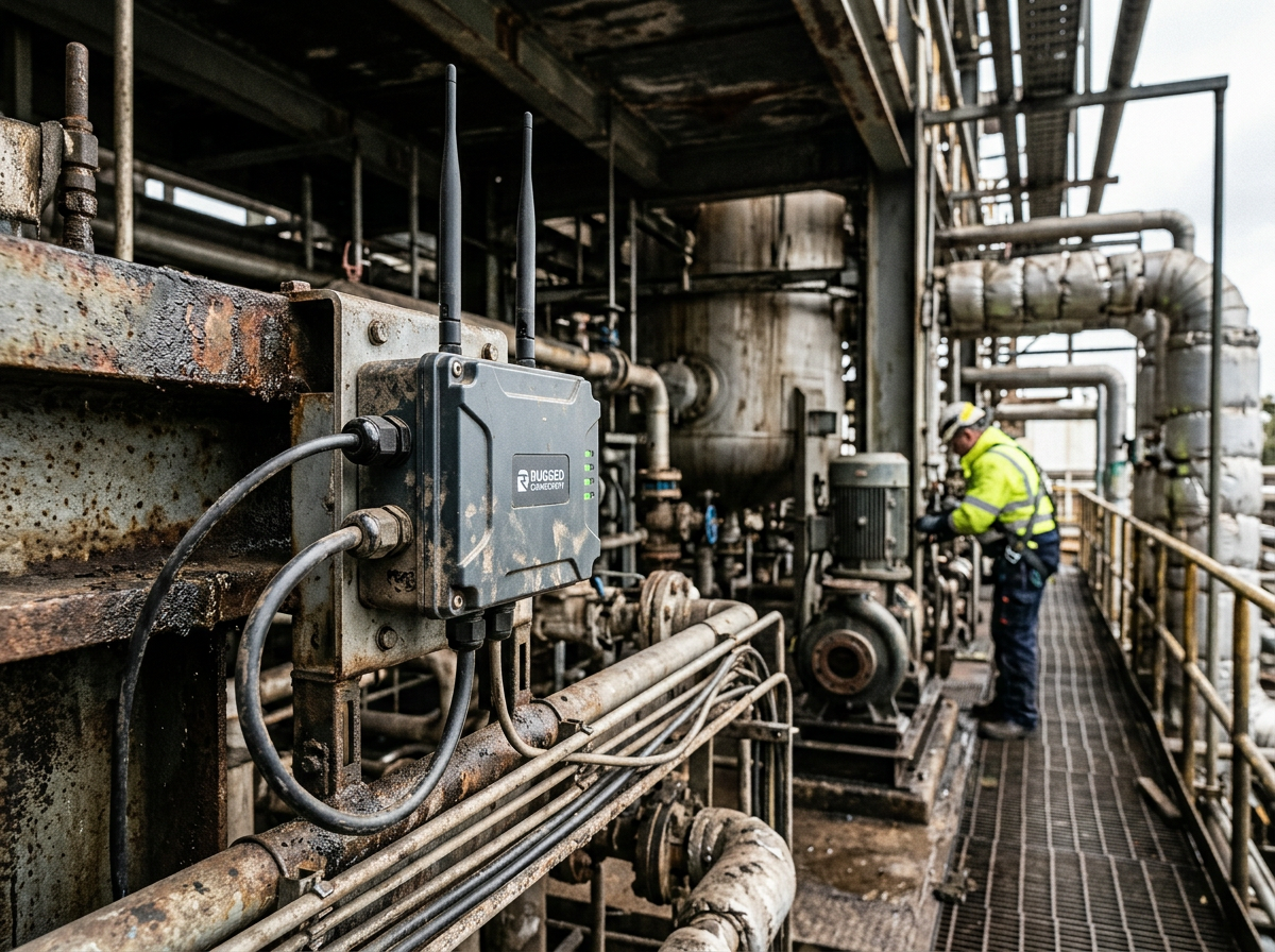 Dispositivo rugged con conectividad inalámbrica industrial en entorno difícil