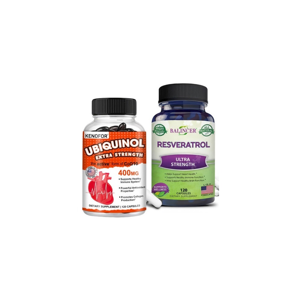 Pack Resveratrol 1000 mg Y Ubiquinol Q10 400 mg 240 Cáp