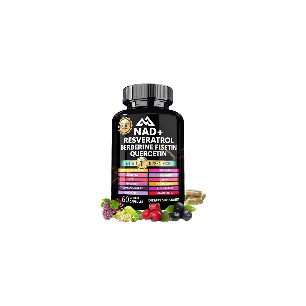 Nad+ Resveratrol Berberina Fisetin Quercetin 18 En 1 60 Cáp