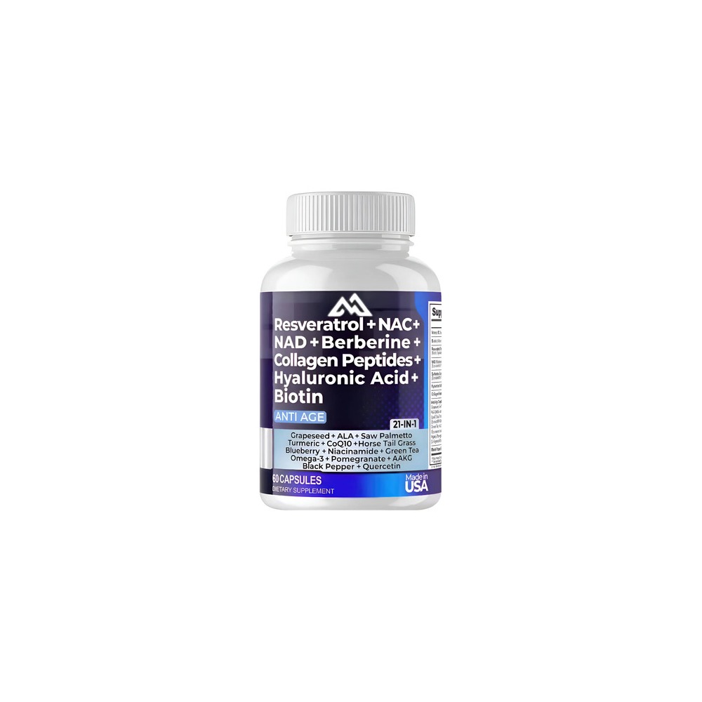 Resveratrol + NAC + NAD + Berberine Complex 21 en 1 (60 Cápsulas)