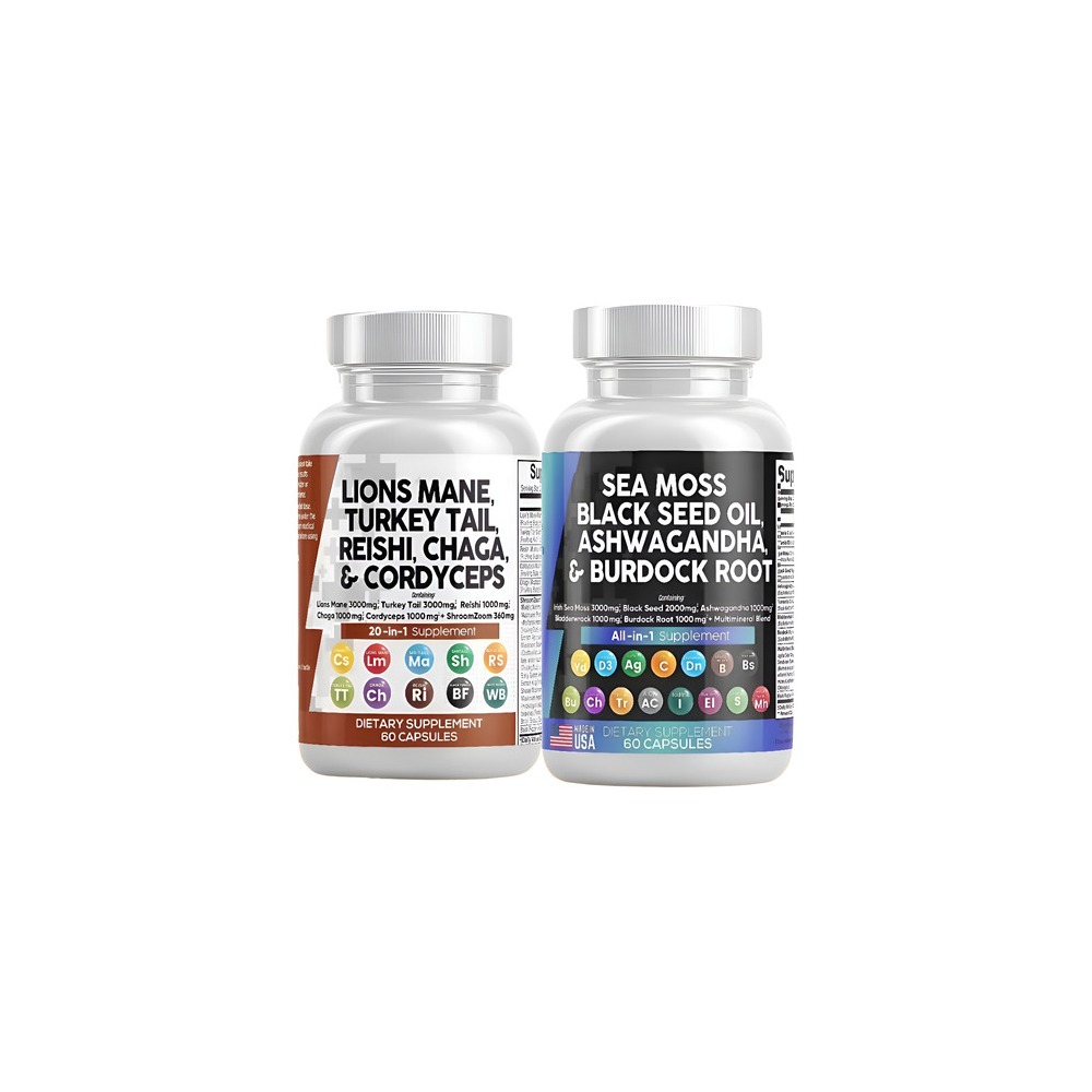 Pack Mix Melena De León Sea Moss Ashwagandha 120 Cápsulas
