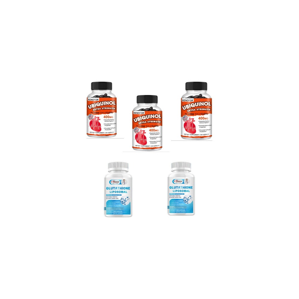 Pack 3 Ubiquinol 400 mg + 2 Glutatión Liposomal 120 Cápsulas