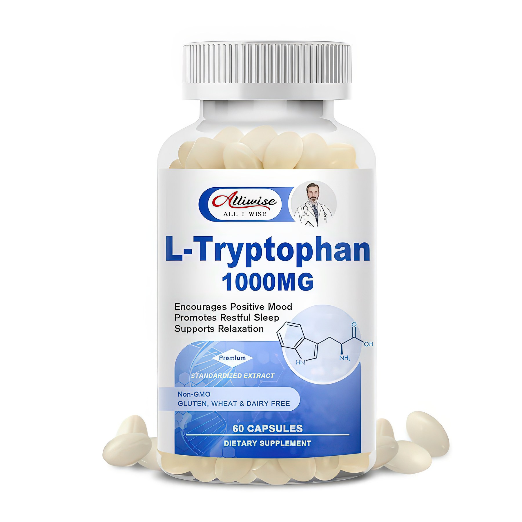 L-Triptófano 1000 mg Alliwise - 120 Cápsulas disponible en Kaum Store