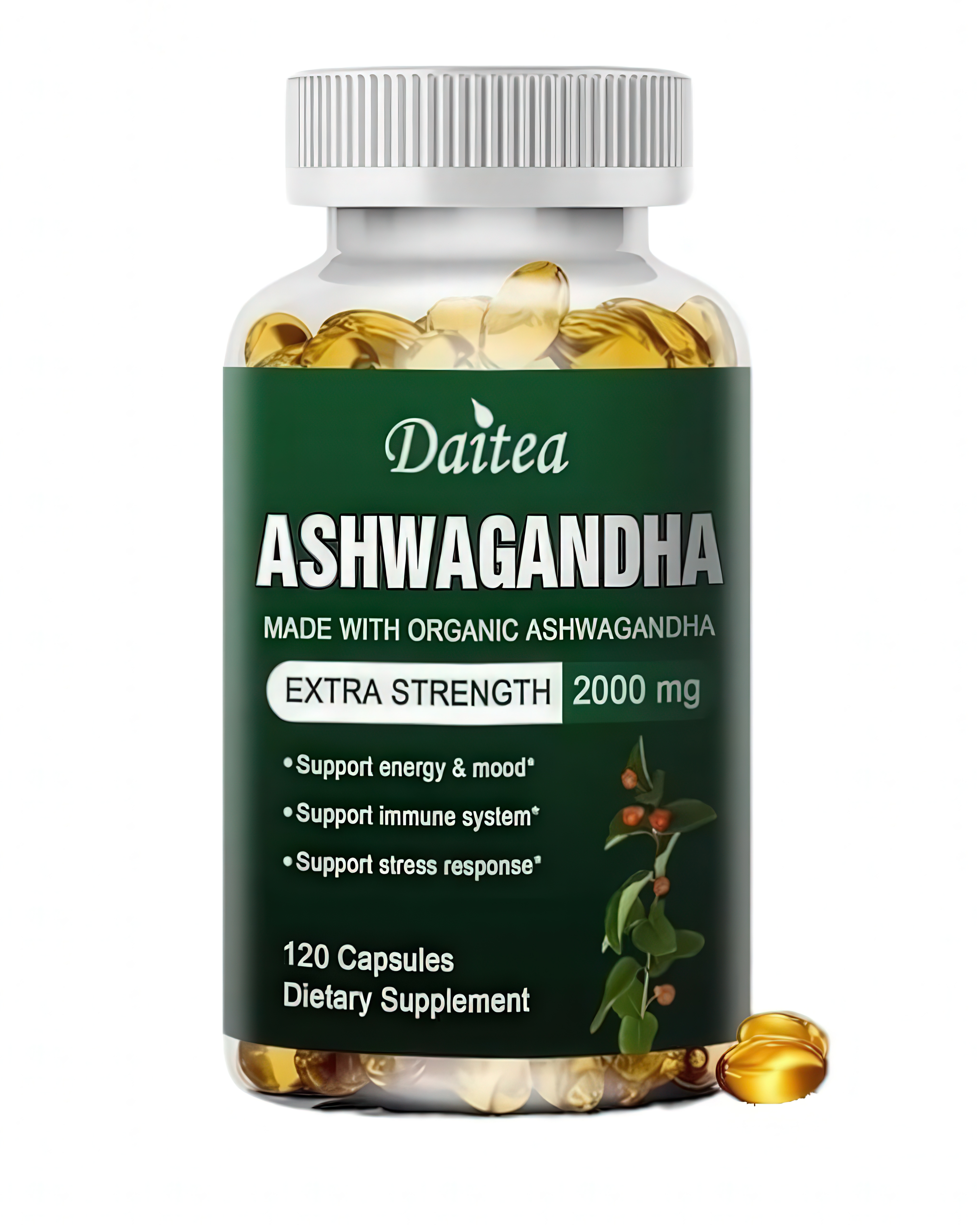 Daitea Organic Ashwagandha Extra Strength 2000 mg (120 Cápsulas)