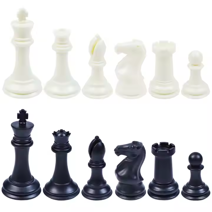 Caja de Piezas de Ajedrez PS sólidas grandes Blanco y Negro
