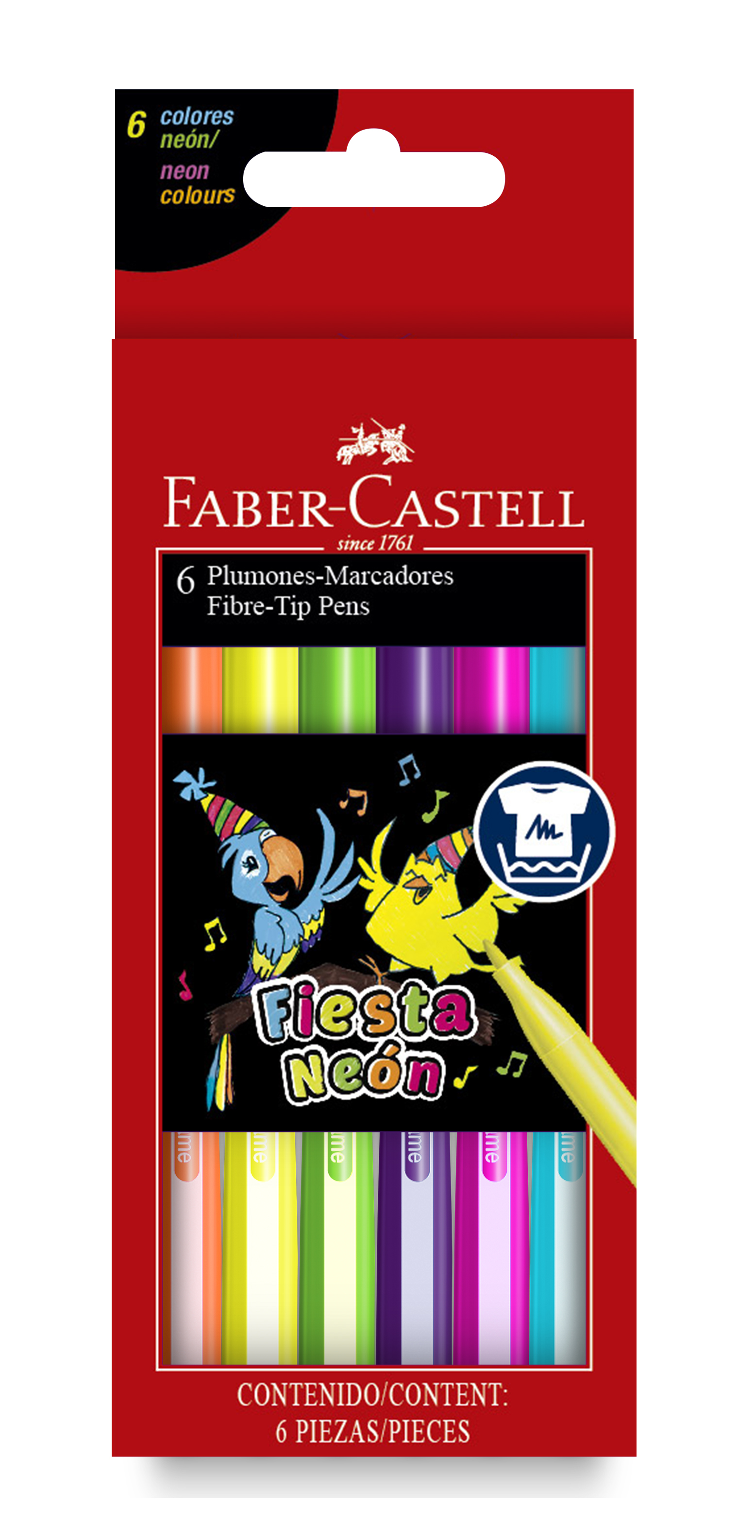 Plumones 6 Colores Neón Faber Castell