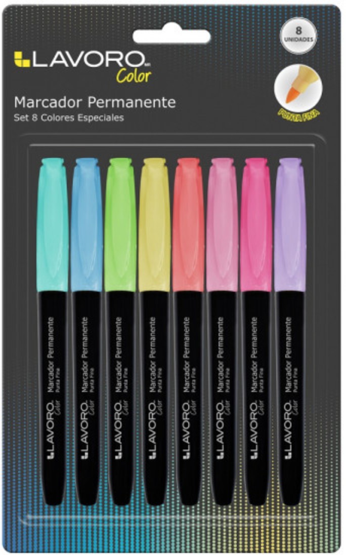 Plumón 8 Colores Especiales Lavoro