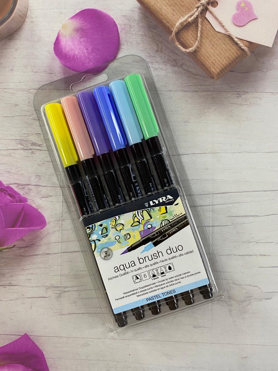 Brush Pen Aqua Brush Duo 6 Colores Pasteles Lyra