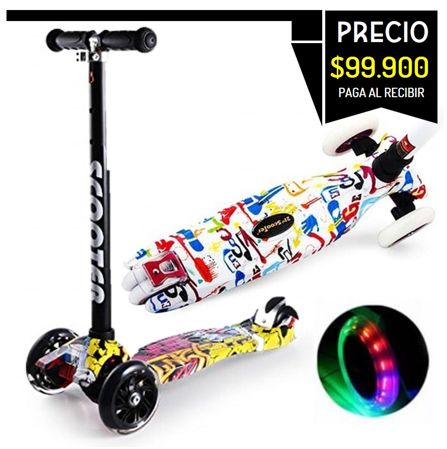 Scoter monopatin 3 llantas estampado de lujo rue...
