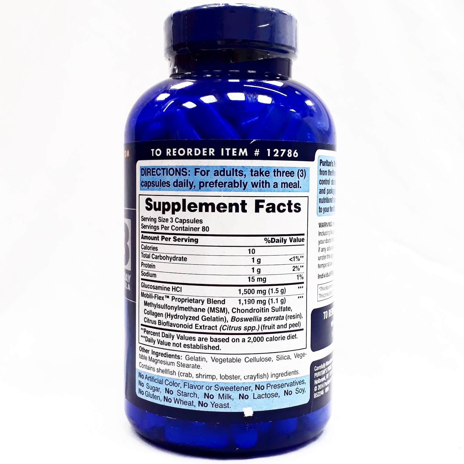 Glucosamine Chondroitin MSM 240 Capsulas Purintans Pride