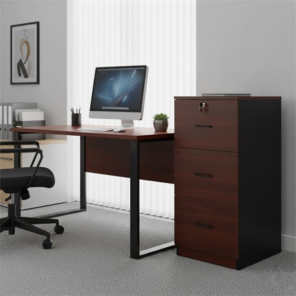 Mueble Archivador Kardex Oficina 3 Cajones Melamina Cerezo