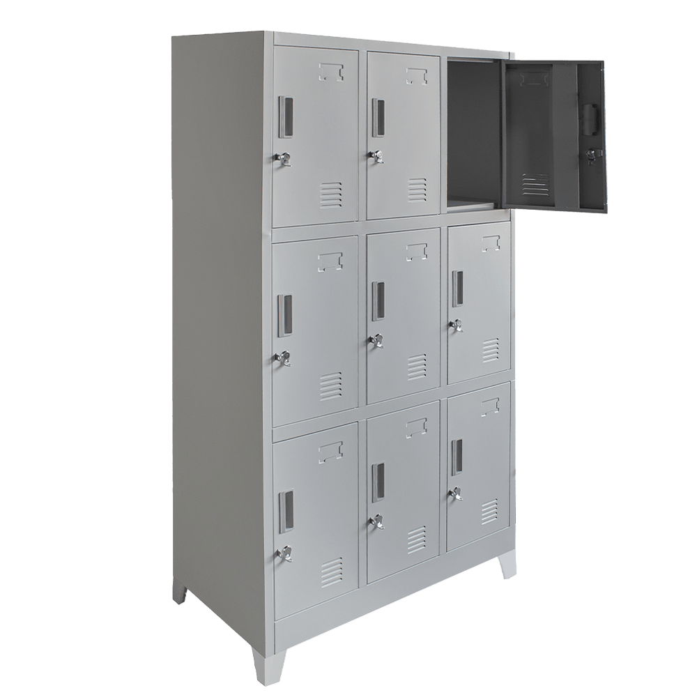 Locker metálico - 3 cuerpo 9 puertas con portacandado