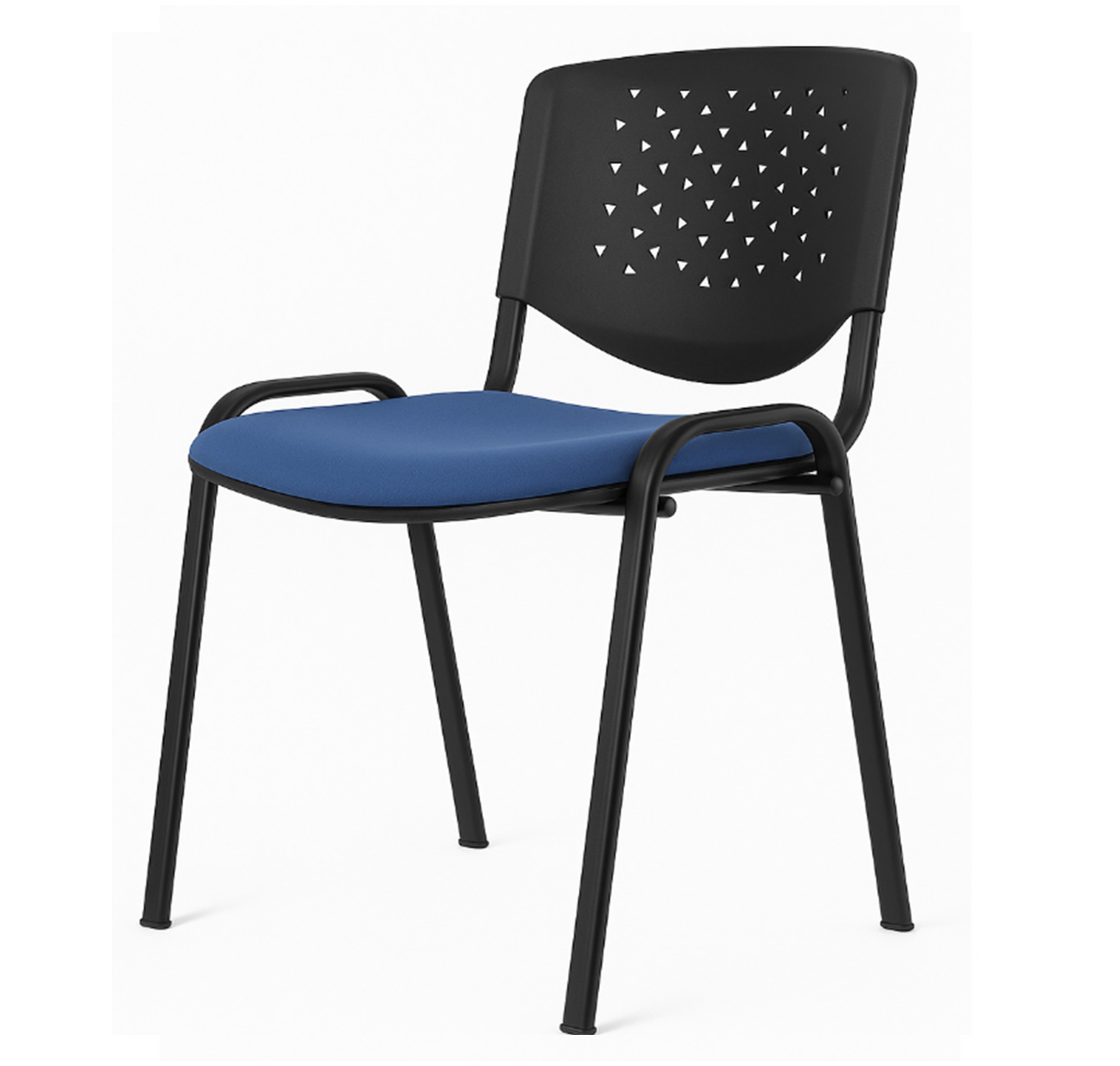 Silla Prisma Negra Tapizada Azul