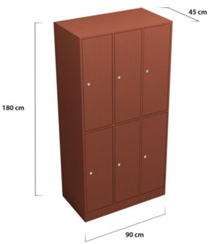 Locker Madera 3C 6P Alto 170 Cm X Ancho 83 Cm X Fondo 45 Cm