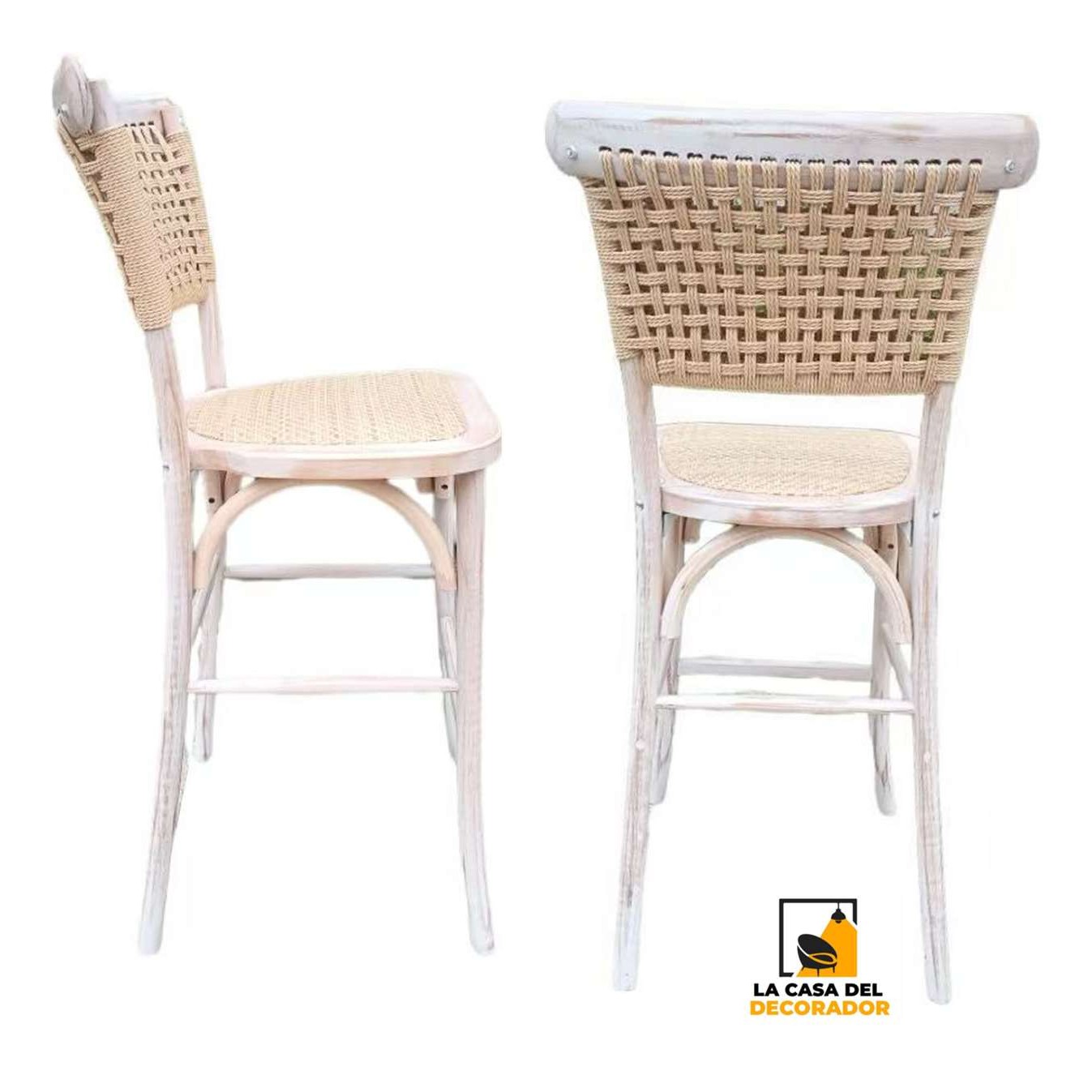 Taburete de Bar Crossback Yute y Ratán Natural