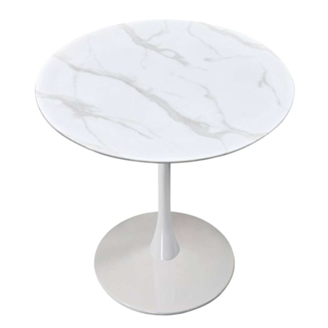 Mesa Tulip MDF QUARZO Blanca Medidas: Diámetro 80Cm.