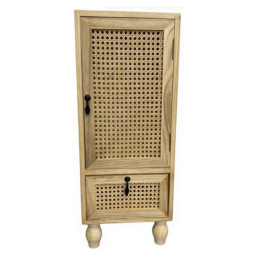 MUEBLE DE MADERA HAYA CON RATAN NATURAL
