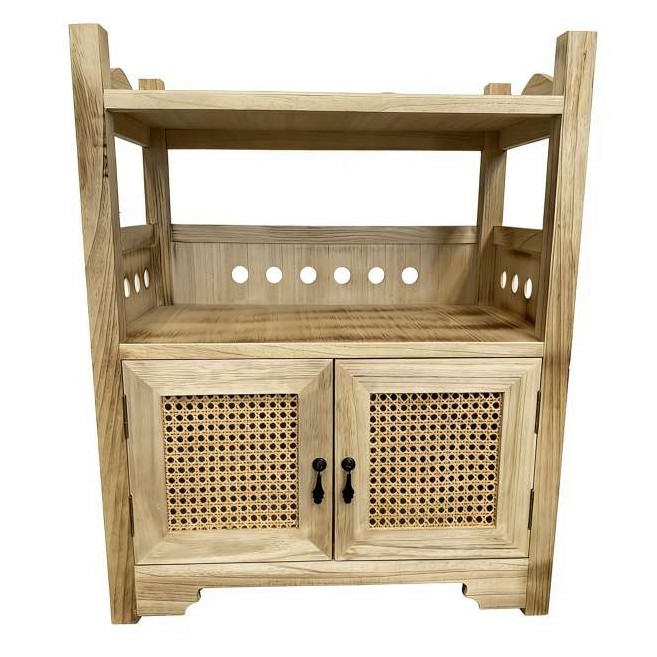 MUEBLE DE MADERA HAYA CON RATAN NATURAL