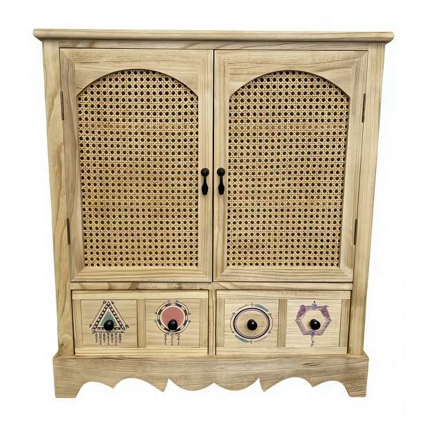MUEBLE DE MADERA HAYA CON RATAN NATURAL