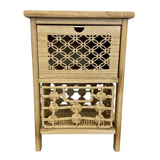 MUEBLE DE MADERA HAYA CON RATAN NATURAL