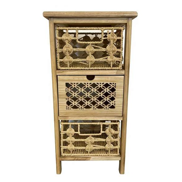 MUEBLE DE MADERA HAYA CON RATAN NATURAL