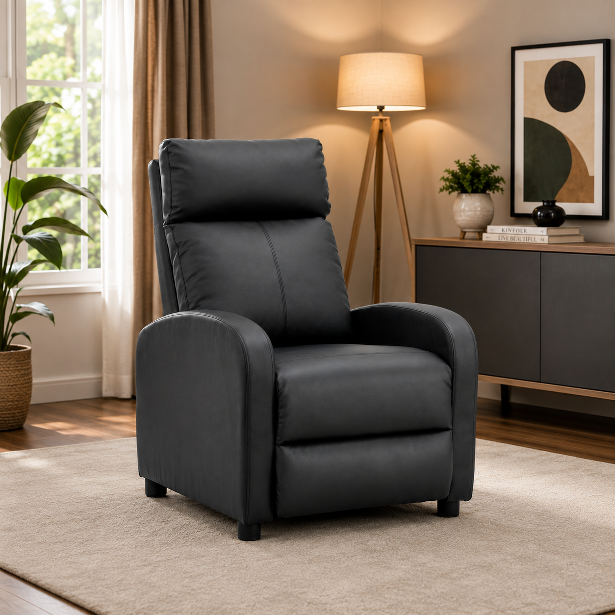 Bergere Reclinable Push Back 1 Cuerpo Negro NUBO Sing