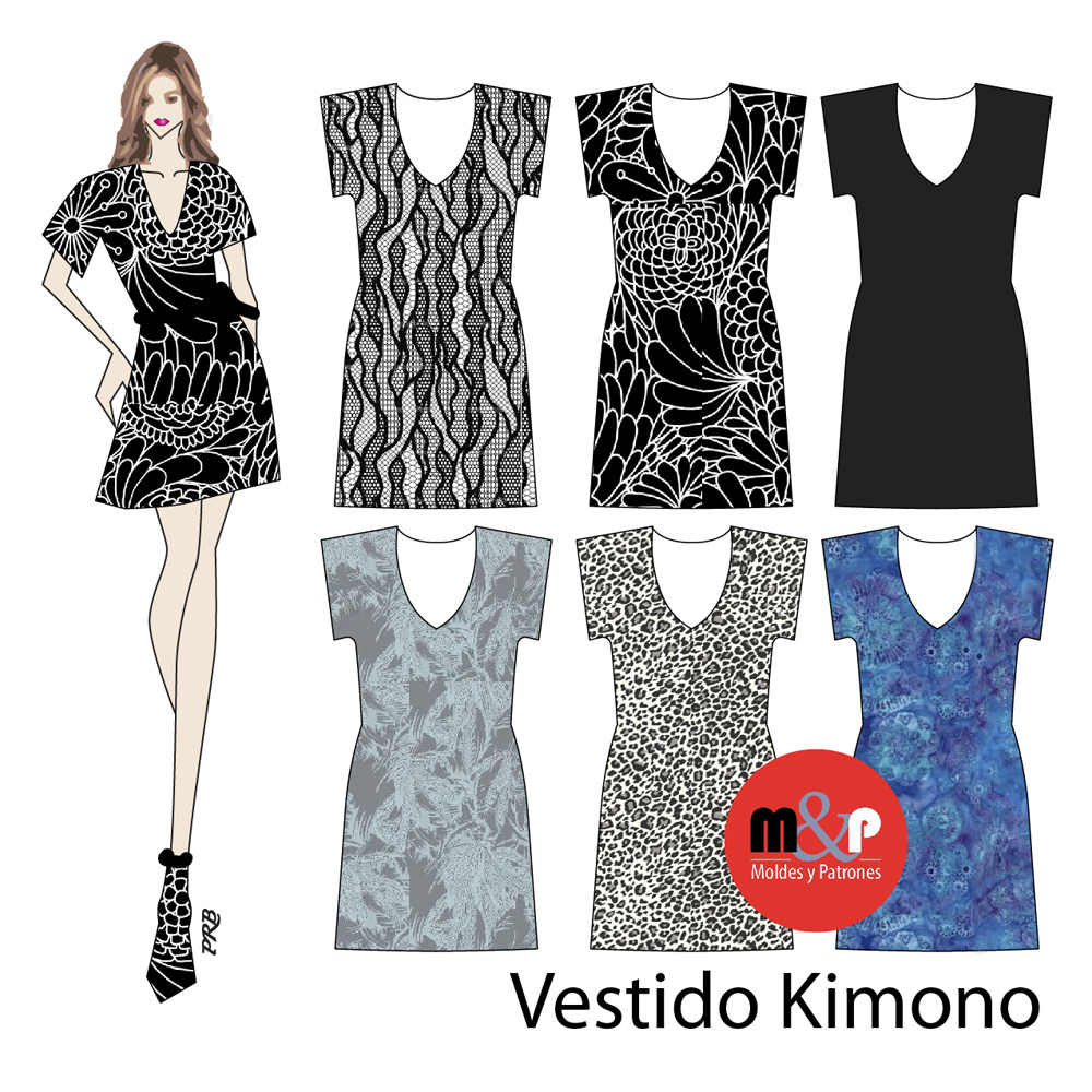 3 Tallas Vestido Kimono
