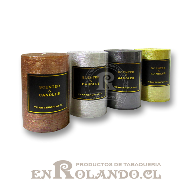 Vela Pilar Metalizada - Alto 10 cm ($990 x Mayor)