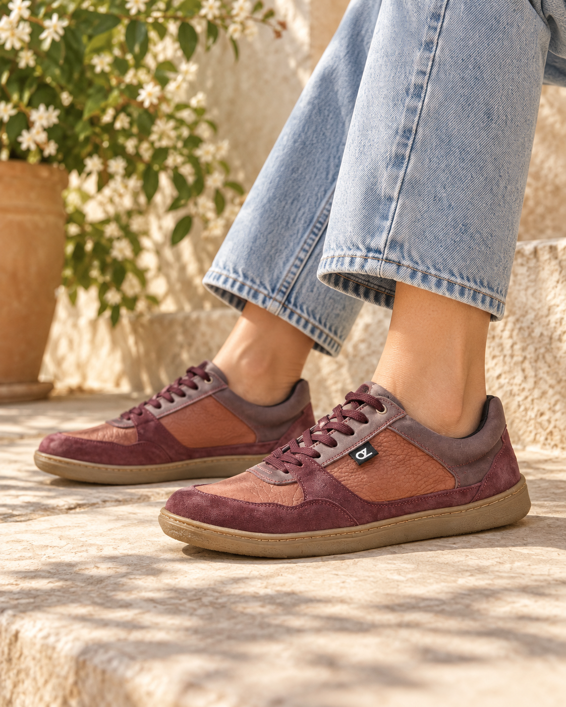 Zapatillas barefoot Koka Mix Wine de OzChile, hechas a mano en Chile