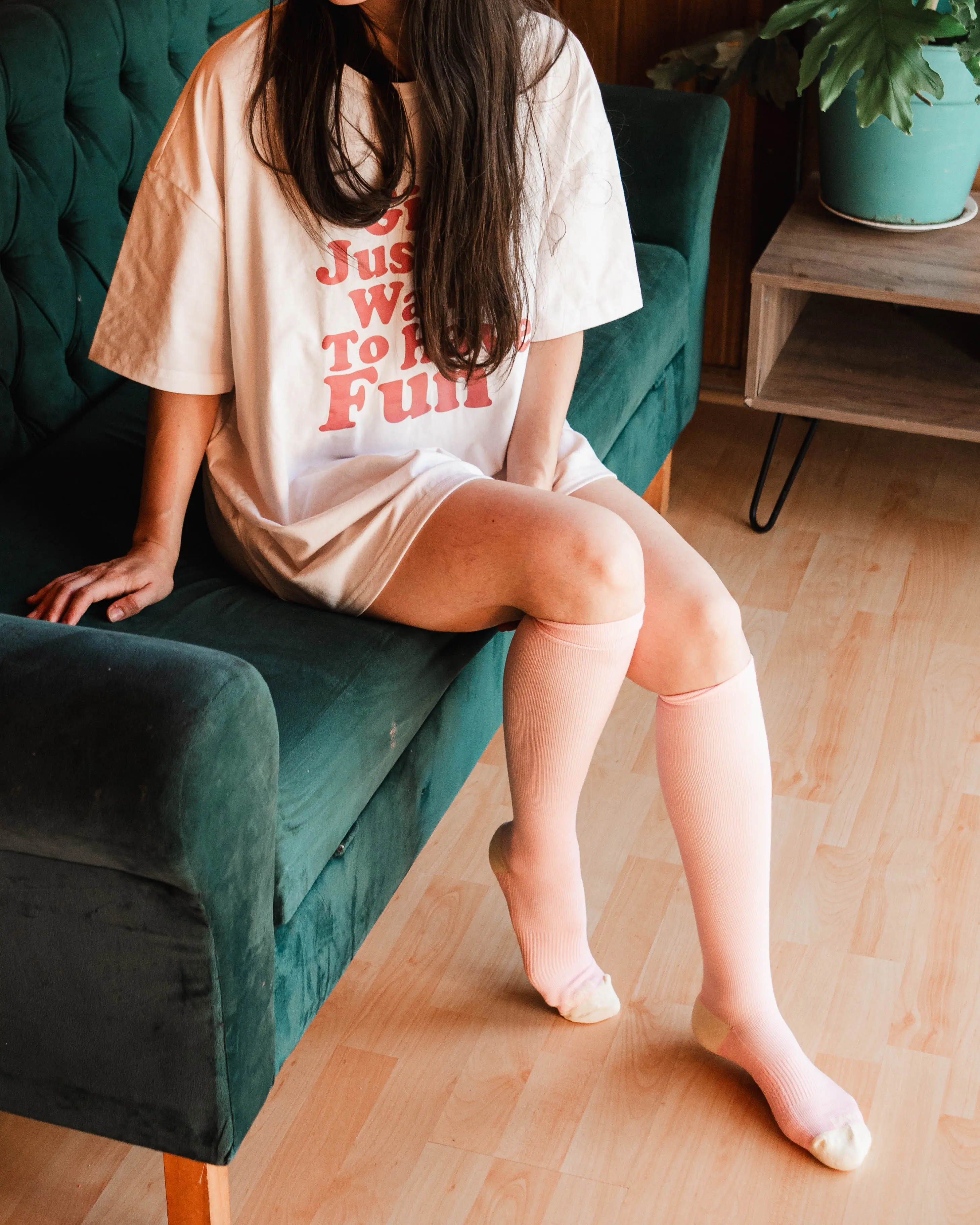 Uso calcetines rosados