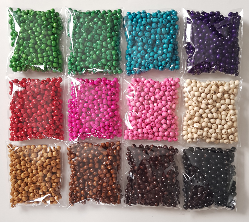 Cuentas de Madera 8mm Paquetes 50grs