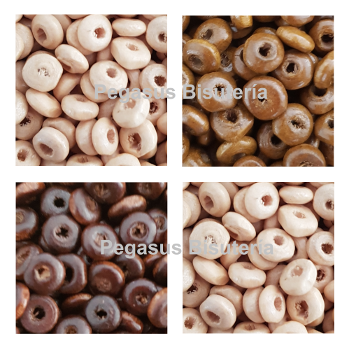 Cuentas de Madera - Redonda Plana - 50 grs