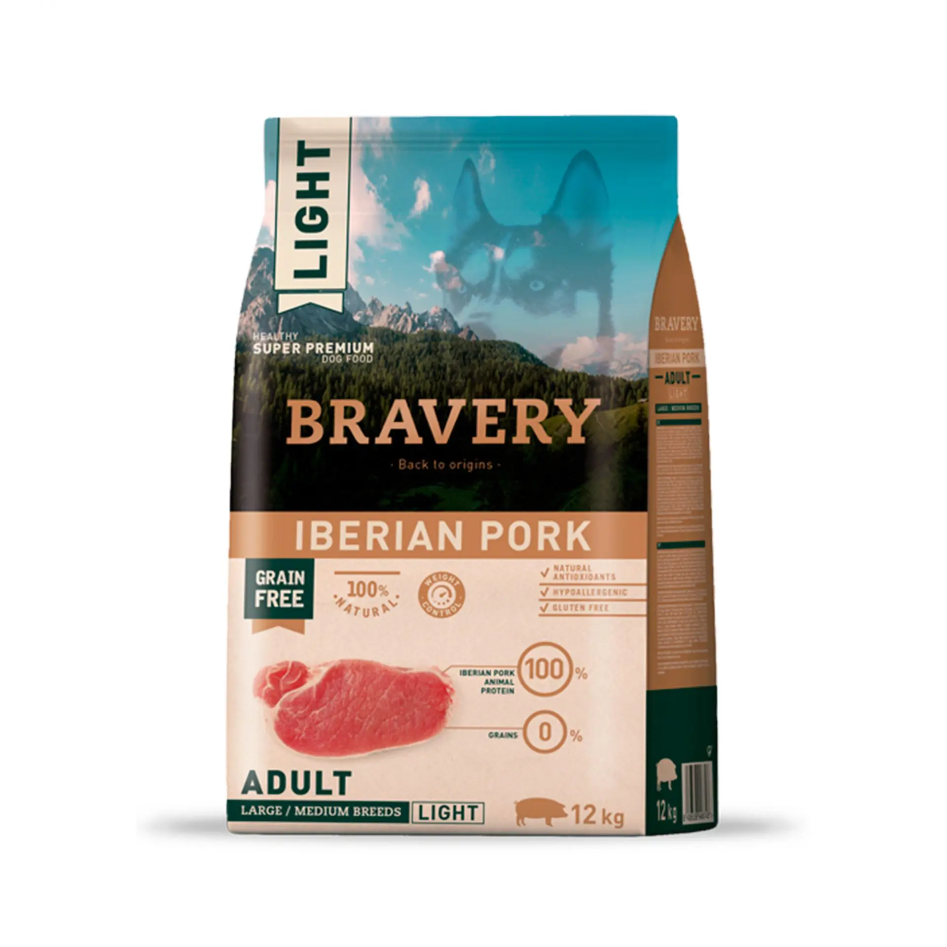 Bravery Light Iberian Pork Adult Large Medium Breed 12 Kg