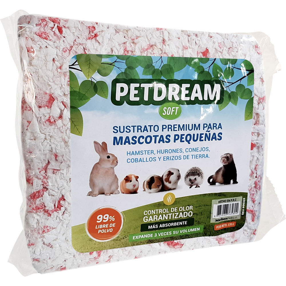 Pet Dream Sustrato Premium Papel Blanco Y Rosa Mascotas Pequeñas 570 Gr