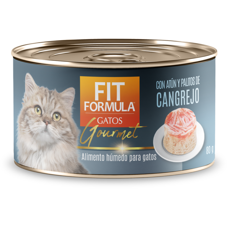 Fit Lata Gourmet Gatos Sabor Atun Con Palitos De Cangrejo 80 Gr
