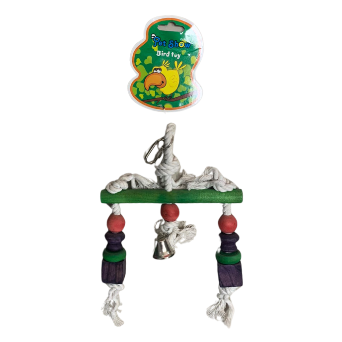 Colgante De Madera Para Pajaros Con Campana De Juguete