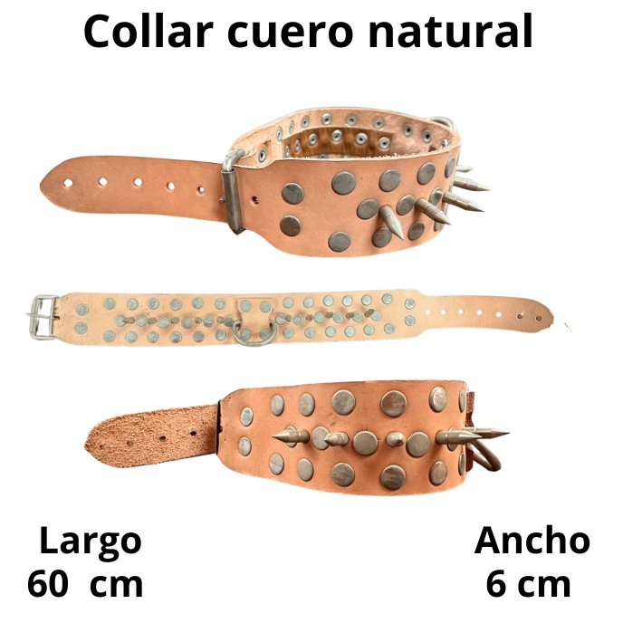 Collar Cuero Natural Con Puntas