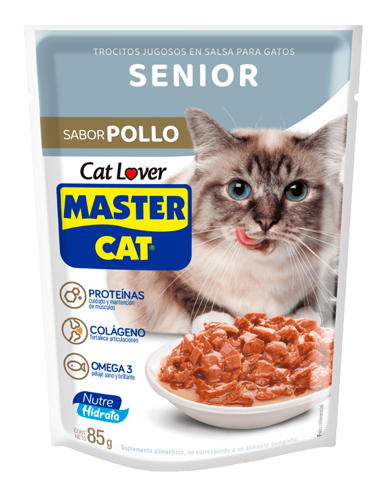 Master Cat Trocitos Jugosos Senior Sabor Pollo 85 Gr