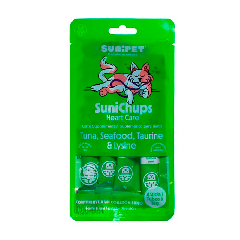 Sunichups Alim Hum Corazon Gato 14 gr x 4 tubos
