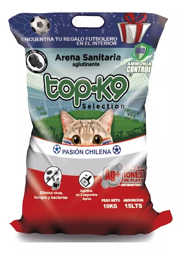 Topk9 Arena Aglut Con Iones de Plata Pasion Chilena 10 Kg