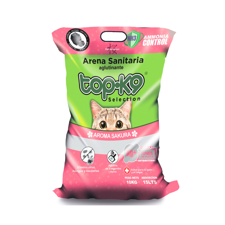 Topk9 Arena Aglutinante Con Iones de Plata Sakura 10 Kg