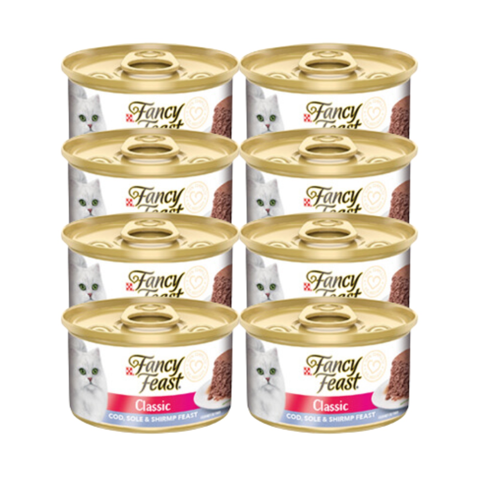 Pack Fancy Feast Mousse Pescado Y Camaron 8 Unid.