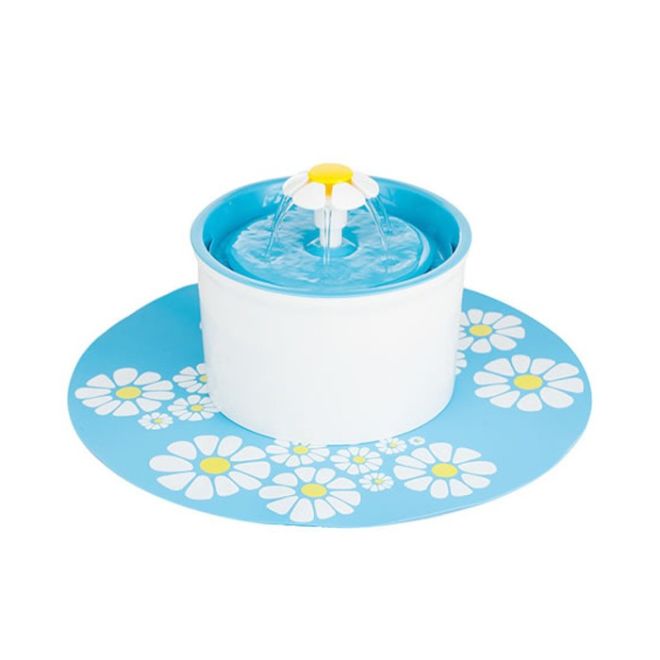 Fuente De Agua Para Gatos Modelo Flor Con Tapete 1.6 Lts