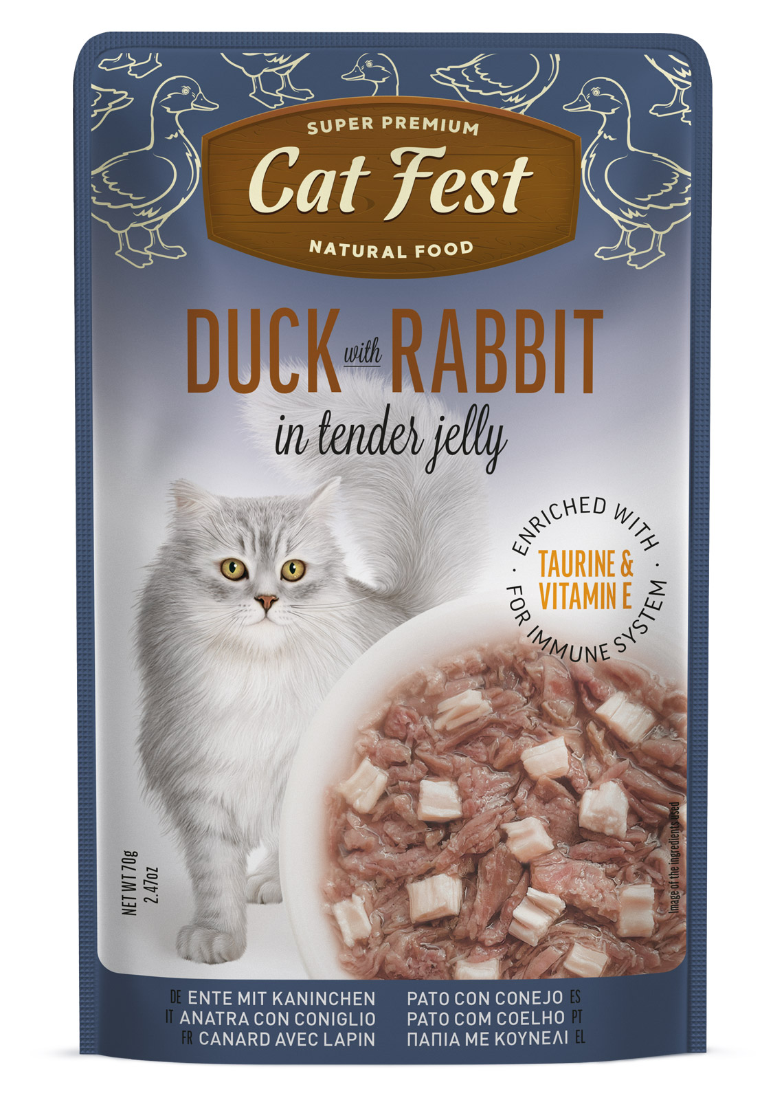 Cat Fest Pouch Duck With Rabbit 70 Gr