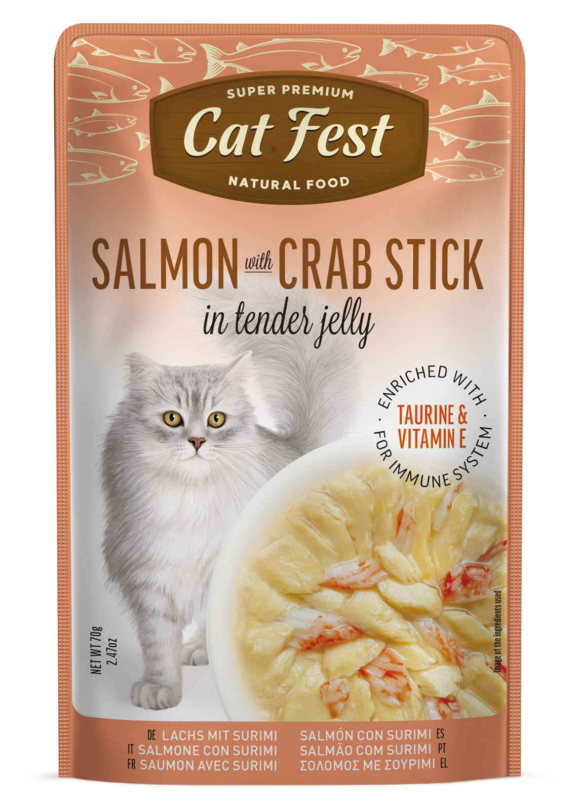 Salmon With Crab Stick Cat Pouch 70 Gr