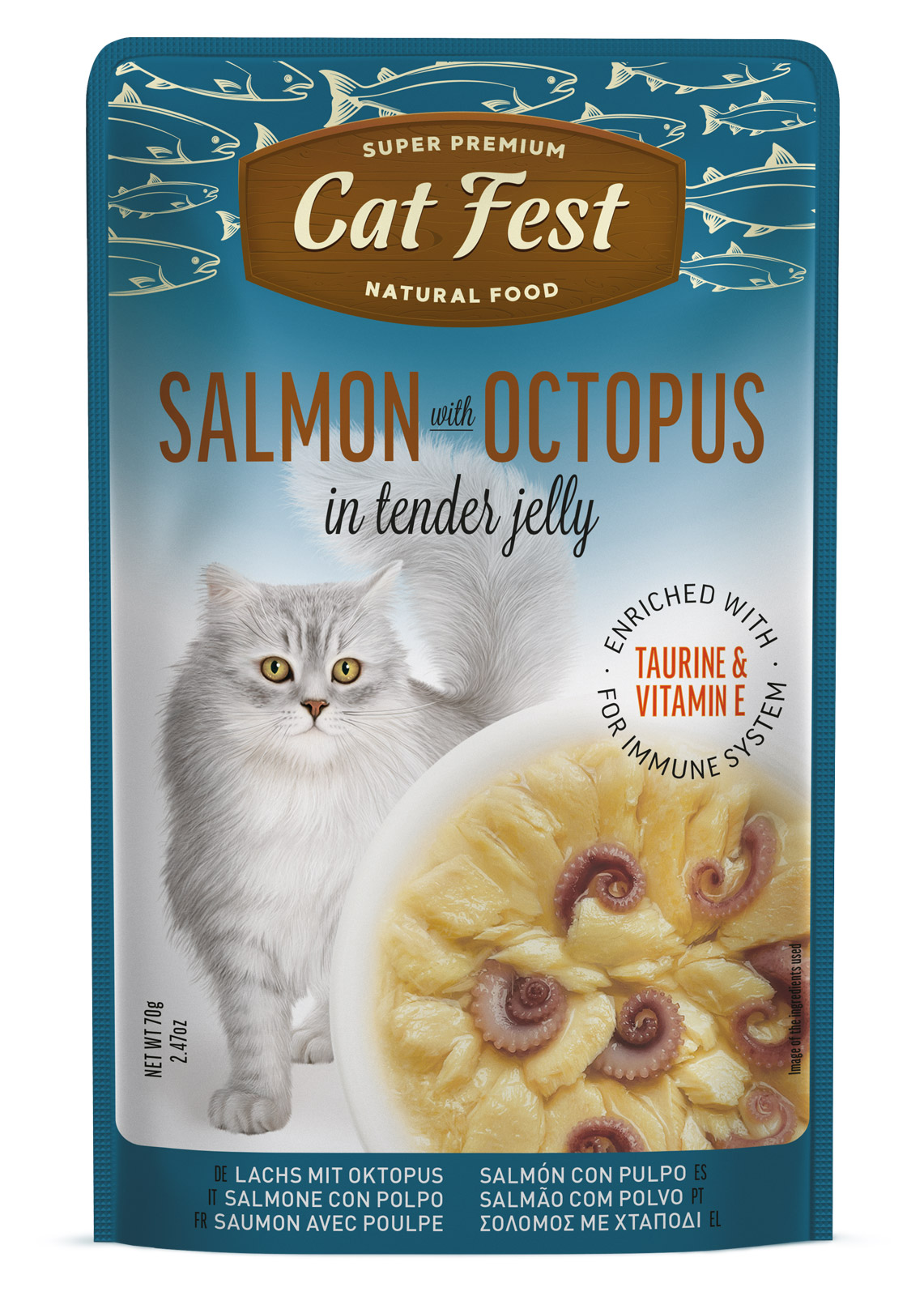 Cat Snack Pouch Salmon With Octopus 70 Gr