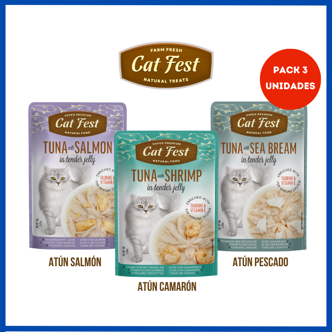Pack Cat Fest Sabores Atun 3 Pouch